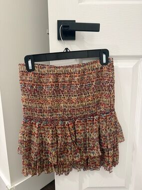 Isabel Etoile Marant Multicolor Smocked Ruffle Mini Skirt - Floral Knit